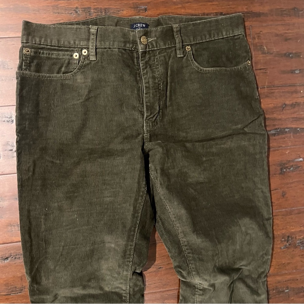 J. Crew Green Corduroy Pants Straight-Leg Timeless